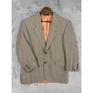 Machado Sport Coat Mens 40 Brown Houndstooth Silk Blend Blazer Italian Fabric